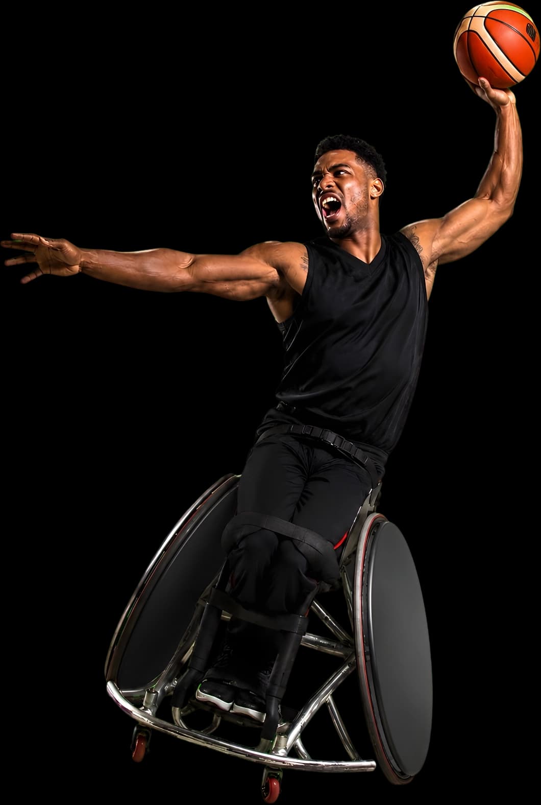 Wheelchair basketball athlete in action